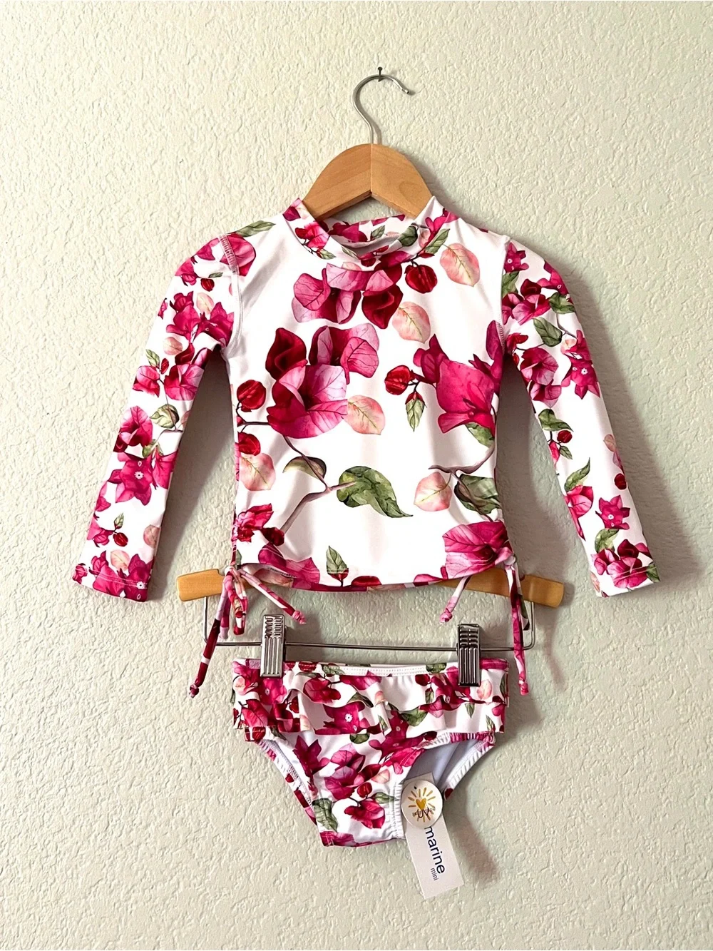 Submarine Mini Rash Guard Girls 18M Bougainvillea Floral 2 Piece Swim Set Ruffle